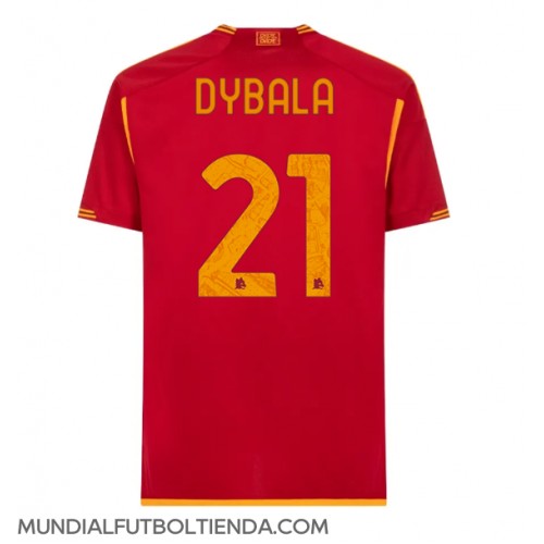 Camiseta AS Roma Paulo Dybala #21 Primera Equipación Replica 2023-24 mangas cortas